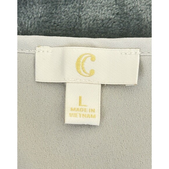 Charming Charlie Womens L Gray Embroidered Laced Open Back Top - Picture 5 of 9